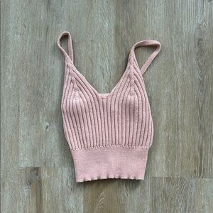 BE COOL Pink Ribbed Crop Top